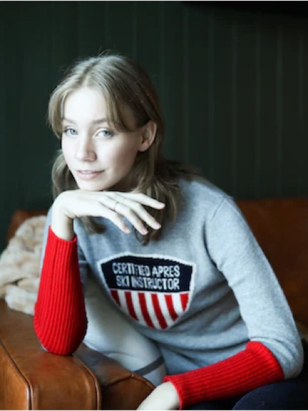 Never a Wallflower Cashmere Apres Ski Instructor Sweater Size S